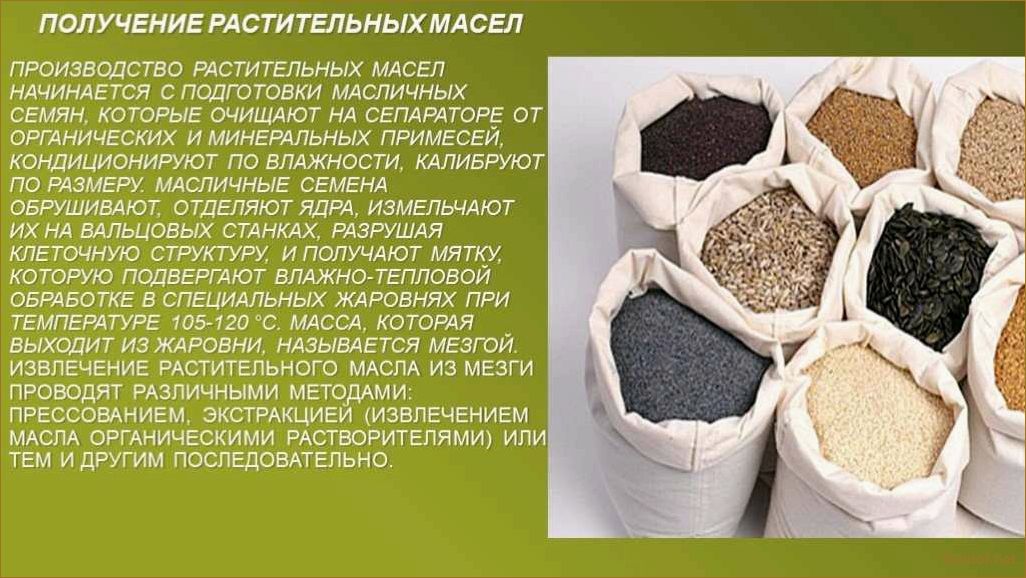 Масла семян масличных культур