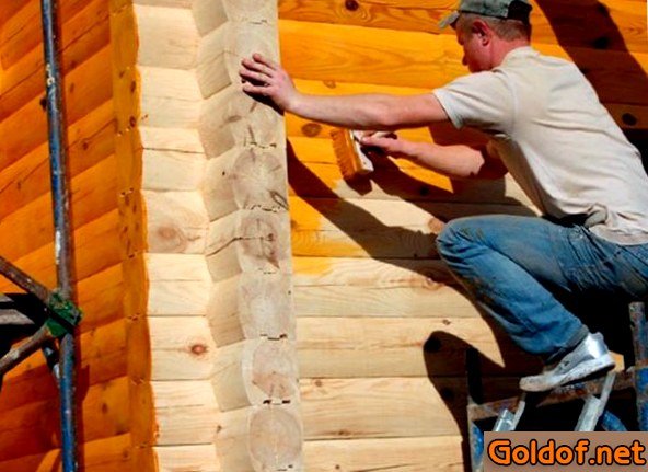 покраска, стен, деревянного