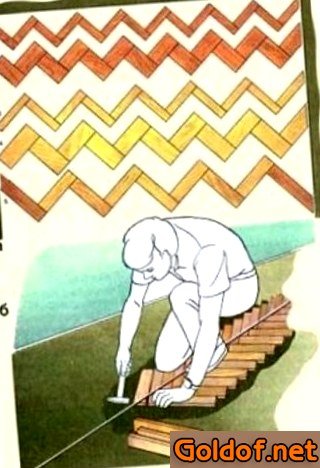 Укладка штучного паркета по маячному шнуру